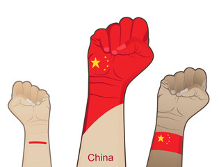 A fiery spirit of struggle, defending the good name of the nation by drawing the China state flag on your hands