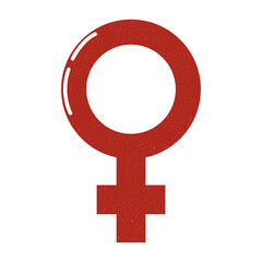 Women gender sign with red color. Mirror of venus icon. Vector illustration in flat cartoon style. Isolated on white background. Feminist clip art. Symbol of freedom and girl power.