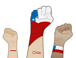 A fiery spirit of struggle, defending the good name of the nation by drawing the Chile state flag on your hands