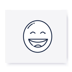 Grinning face line icon. Smiled face, emoticon with smiling eyes. Outline drawn smiley. Facial expression emoji. Isolated vector illustration. Editable stroke 