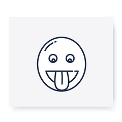 Face with tongue line icon. Grinning face sticking out its tongue, playful emoticon. Facial expression emoji. Isolated vector illustration. Editable stroke 
