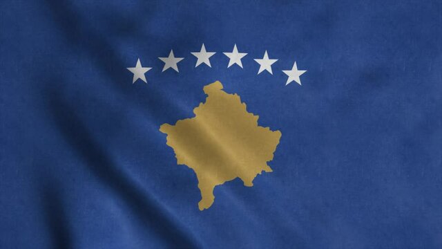 Waving realistic kosovo flag background. Loop animation