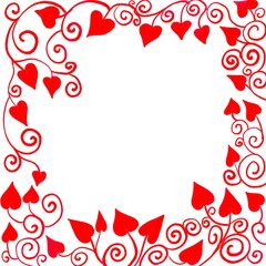 Sfondo banner quadrato cartolina San Valentino con cuori rossi belli