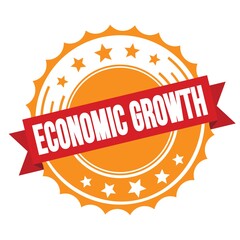 ECONOMIC GROWTH text on red orange ribbon stamp.