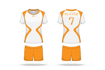 Specification Volleyball Jersey isolated on white background , Sport T Shirt round neck and short pants template. mockup team uniform . Vector layers , Illustration design