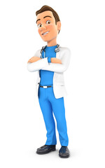 3d doctor standing with arms crossed