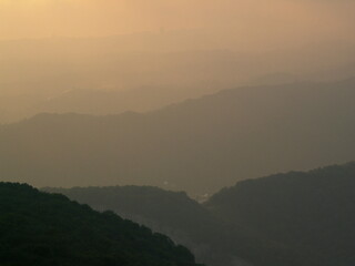 orange sunset in garah over the forest