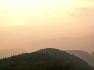 orange sunset in garah over the forest
