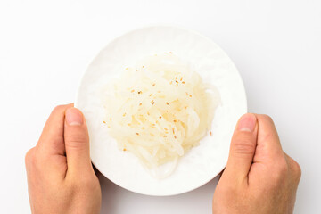 Radish herbs on white background