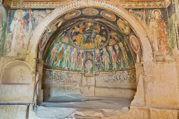 Fresco details from christian churches hidden and carved in caves near Goreme, Cappadocia, Anatolia, Turkey