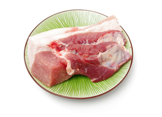 Pork belly on white background