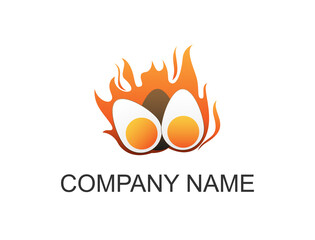 The logo is a burning egg