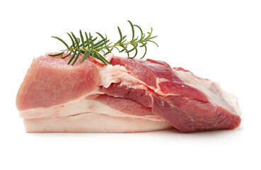 Pork belly on white background