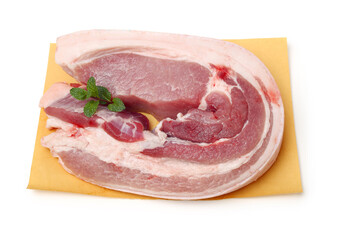 Pork belly on white background