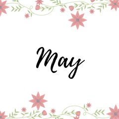 Naklejka na ściany i meble Month of May with flower frame in white background