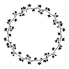 Hand-drawn Floral wreath on white background-Vector Illustration