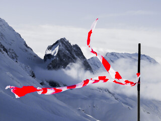 flags in the mountains