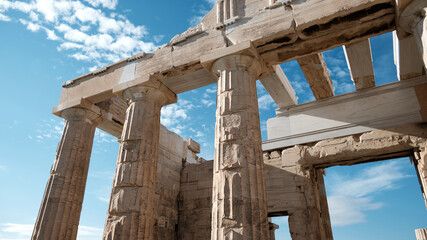 Fototapeta premium Athens - December 2019: view of Propilei