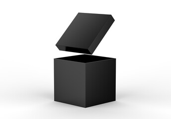 Blank square paper box mockup template on isolated white background, packaging box mockup for design presentation, 3d illustration