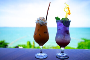 Drink sweet drinks on vacation by the sea