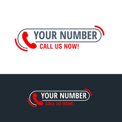Call us red thin line rounded button for phone number