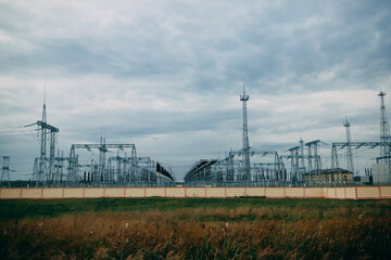 Electric power station, high voltage power grid substation