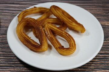 delicious typical Spanish breakfast composed of flour oil salt fried