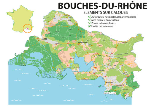 Carte complète BOUCHES-DU-RHONE - Marseille, Arles, Provence