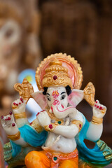 Colorful Statue Of Indian God Hindu Ganesha Ganpati