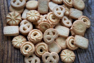 Butter biscuits on wooden board