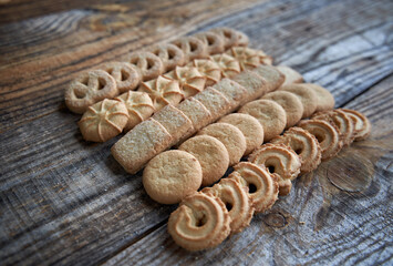 Butter biscuits on wooden board
