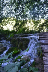 Plitvice lakes in Croatia. Turquoise water, waterfalls, woods, nature