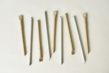 Top view of recycled paper pens