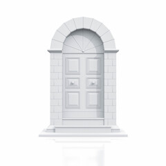front view of close door in white background