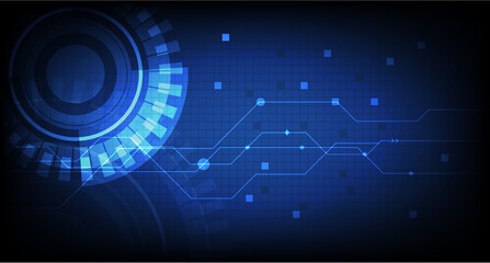 Vector Abstract futuristic circuit board, Illustration high computer technology dark blue color background. Hi-tech digital technology concept