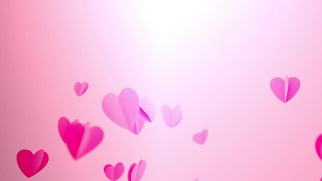 Flying hearts, flapping their wings, on a light background. The perfect space to add inscriptions, or a calm view that pleases the eye of lovers. The video is in a loop.
