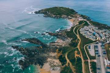 Amazing landscape seen from a drone in the British coastline, Cornwall.
