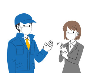 新入社員研修で熱心にメモをとる女性のイラスト