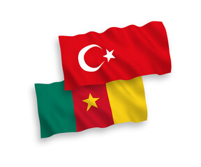 Flags of Turkey and Cameroon on a white background