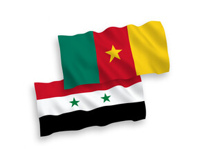 Flags of Cameroon and Syria on a white background
