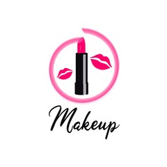 Sexy lady lips with pink lipstick. for beauty cosmetic products or salon logos. Vector illustration