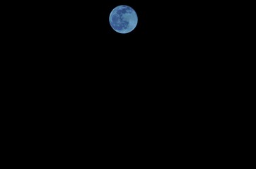 Full moon in the dark sky