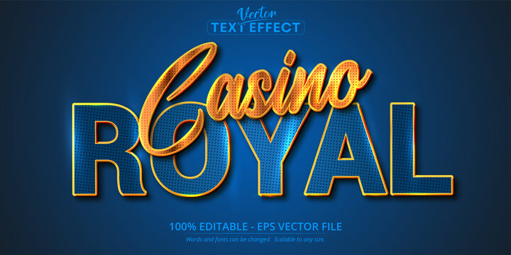 Casino Royal Text, Shiny Golden And Blue Color Style Editable Text Effect