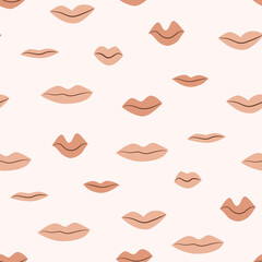 Seamless Pattern Lips Different Shapes Design Vector Illustration