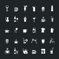 Vector image. Collection of nice buttons of different drinks.