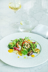 salad with grilled vegetables and nuts