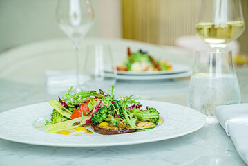 salad with grilled vegetables and nuts