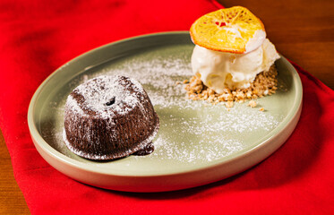 chocolate fondant with ice cream