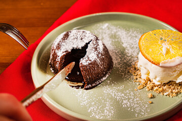 chocolate fondant with ice cream