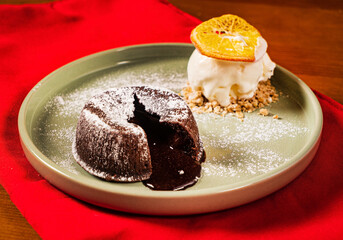 chocolate fondant with ice cream
